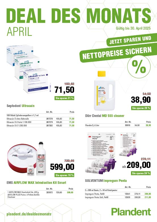 Deal des Monats: Angebote des Monats nutzen & mit Plandent sparen - Hier profitieren Zahnarztpraxen & Dentallabore von günstigen Netto-Preise