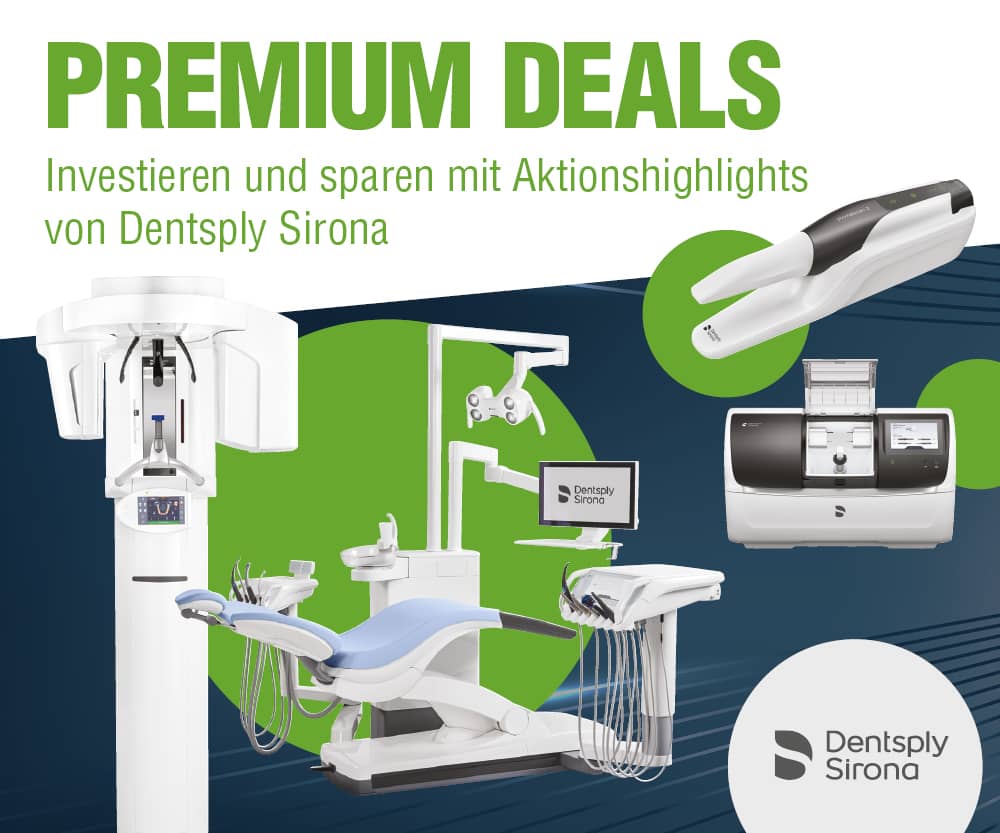 Aktionsvorteile über unsere PREMIUM DEALS. Attraktive Möglichkeiten, die Zahnarztpraxis mit modernen Technologien & hochwertigen Produktlösungen auszustatten!