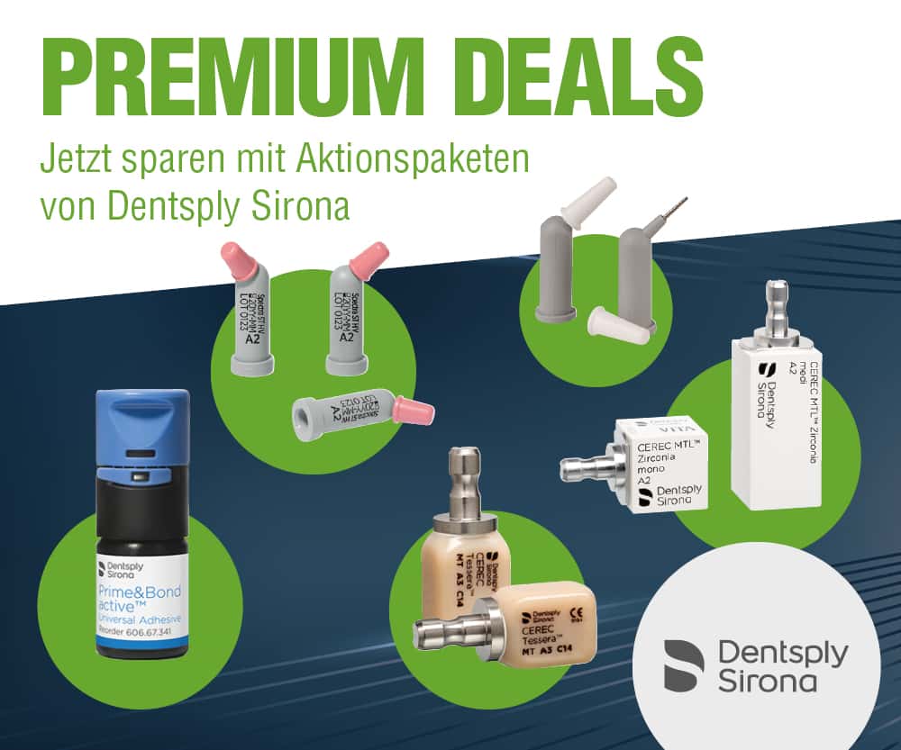 Aktionsvorteile über unsere PREMIUM DEALS. Attraktive Möglichkeiten, die Zahnarztpraxis mit modernen Technologien & hochwertigen Produktlösungen auszustatten!