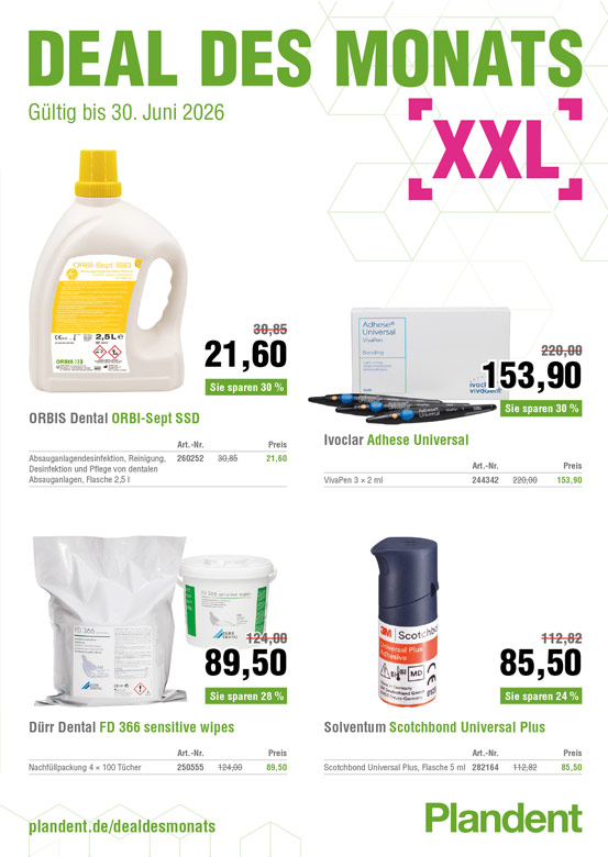 Deal des Monats: Angebote des Monats nutzen & mit Plandent sparen - Hier profitieren Zahnarztpraxen & Dentallabore von günstigen Netto-Preise